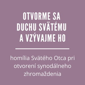 Pápež František | OTVORME SA DUCHU SVÄTÉMU A VZÝVAJME HO