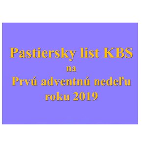 Pastiersky list KBS na Prvú adventnú nedeľu 2019