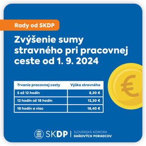 Zvýšenie sumy stravného pri pracovnej ceste od prvého septembra 2024 podľa zákona o cestovných náhradách